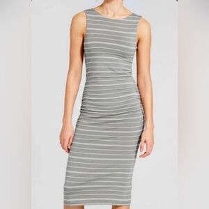Athleta Gray Striped Midi Dress